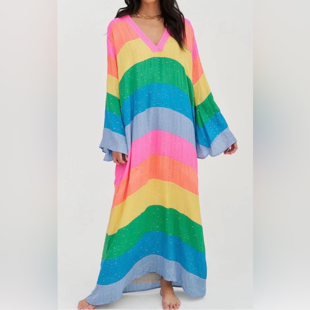 Pítusa Sequin Rainbow Kaftan dress - Brights one size